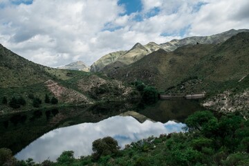 Naklejka na ściany i meble Beautiful mountainous lake in Argentina