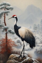 Fototapeta premium 和風の鶴,Generative AI AI画像