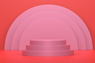 Abstract scene or podium for product showcase on monochrome background.