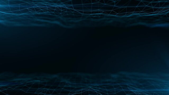 abstract blue background with lines, animated plexus, futuristic social and neural network and information technology animation concept, loopable