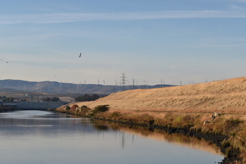 Fototapeta premium scenic california aqueduct with hills