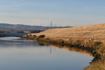scenic california aqueduct with hills