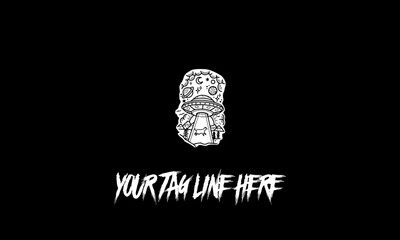 Vector Alien adventure Design Art for logo on black background with tagline space