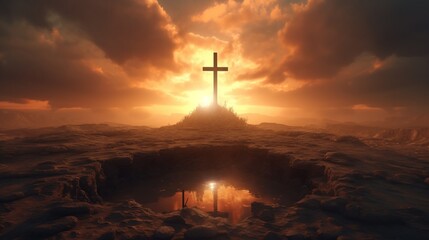 十字架のある風景,Generative AI AI画像