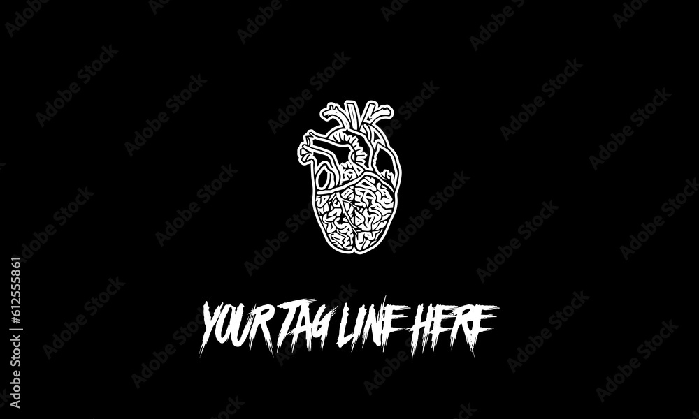 Poster vector of a heart icon with a tag line on a black background