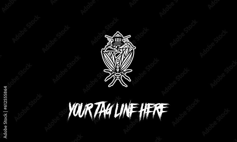 Poster vector of a lighthouse icon with a tag line on a black background