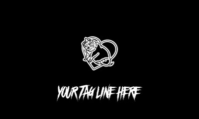 Vector illustration of a pet and a heart with an editable tagline on a black background