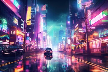 Illuminated city at night  - made with Generative Ai	