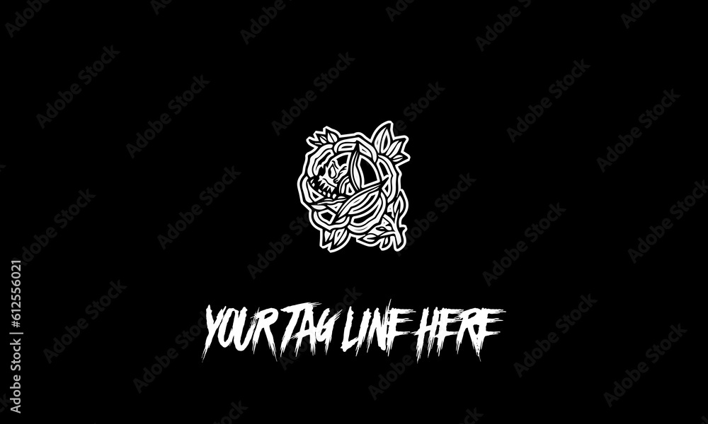 Poster vector of a flower icon with a tag line on a black background