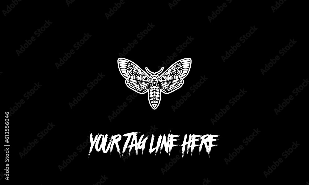 Poster vector of a butterfly icon with a tag line isolated on a black background