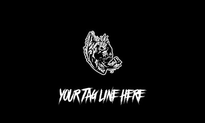 Vector of white dragon symbol in black background