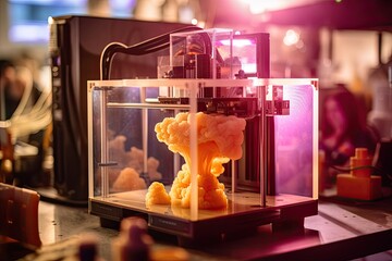  3D Printer printing Clouds - made with Generative Ai	