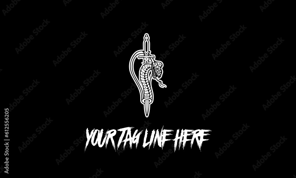Poster vector of a knife icon with a tag line isolated on a black background