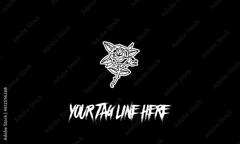 Poster vector design of a minimalistic logo sketch in flower shape and space for text