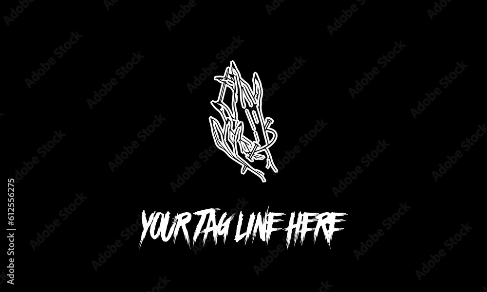 Poster vector of hands icon with a tag line isolated on a black background