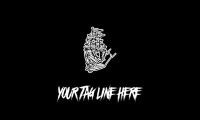 Vector of white boat symbol in black background