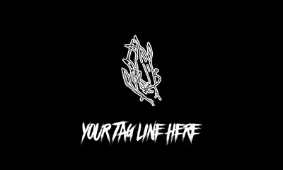 Vector of hands icon with a tag line isolated on a black background