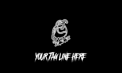 Bird icon with a tag line isolated on a black background