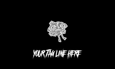 Company or brand logo of a fan isolated on a dark gray background with copy space