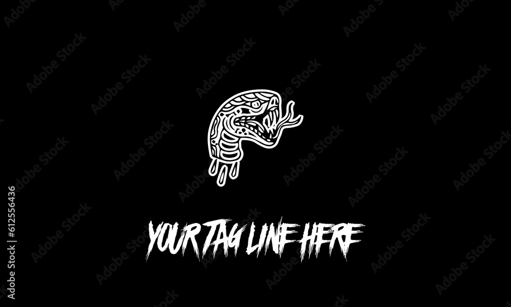 Poster vector design of a minimalistic logo sketch in snake shape and space for text
