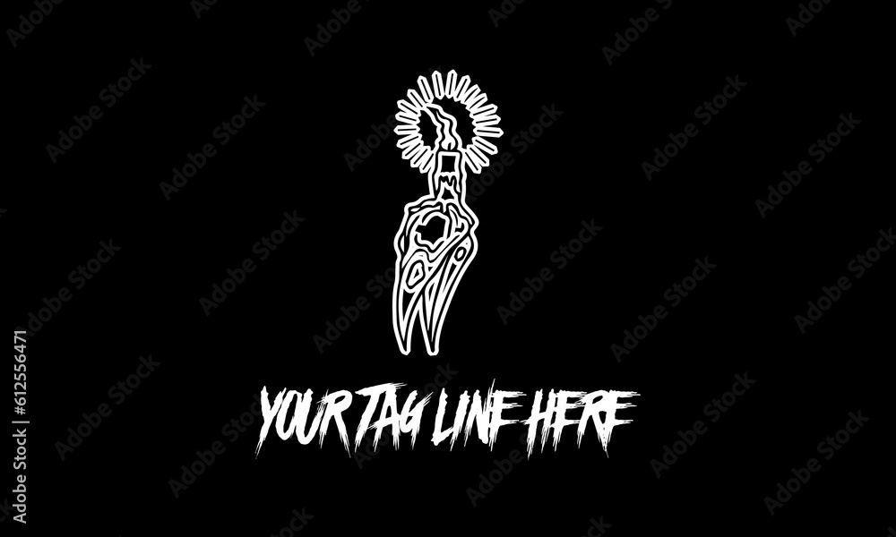 Poster vector design of a minimalistic logo sketch in burning candle shape and space for text