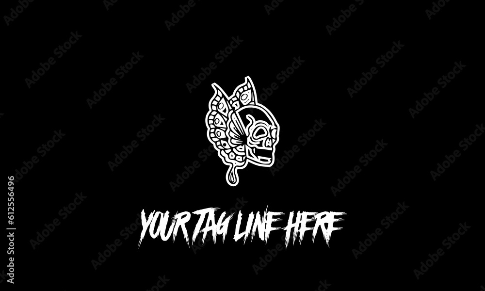 Poster vector design of a minimalistic logo sketch in mask with wings shape and space for text