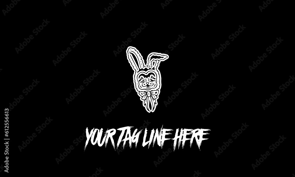 Poster vector design of a minimalistic logo sketch in bunny face shape and space for text