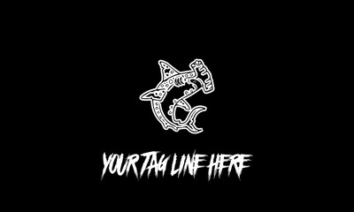 Vector design of a creative minimalistic patchwork tattoo with copy space on a dark background