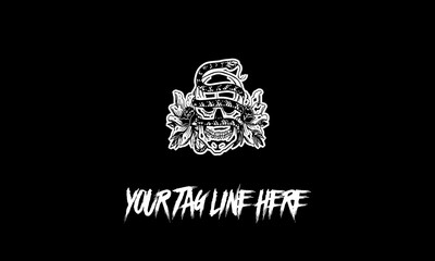 Vector design of a creative minimalistic patchwork tattoo with copy space on a dark background