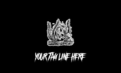 Vector design of a creative minimalistic patchwork tattoo with copy space on a dark background