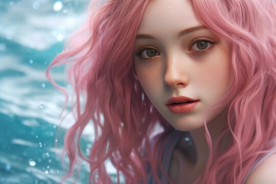 3D realistic animated girl images created with artificial intelligence. Generative AI.