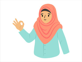 Presentation Character Muslim Islamic wearing Hijab
