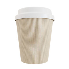 Beige Disposable Paper Coffee Cup. Cut Out. Realistic 3D Render.