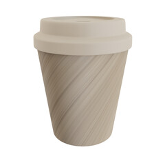 Beige Disposable Paper Coffee Cup. Cut Out. Realistic 3D Render.