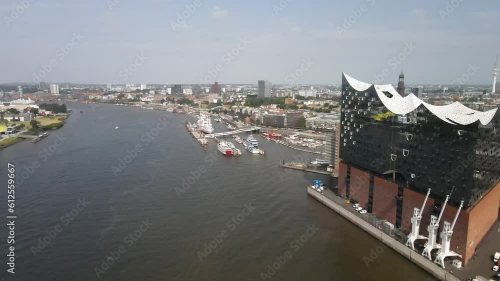 Canvas Prints Aerial view of cityscape Hamburg surrounded by buildings and water