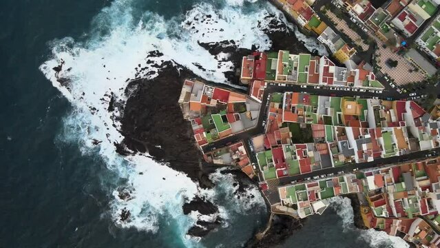 Cityscape and coastline of Punta Brava in Tenerife, Spain, aerial