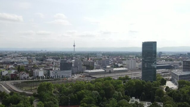 Aerial view of the beautiful city of Mannheim located in Germany