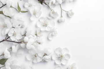 nature blossom flower beautiful wedding decoration celebration background floral white spring. Generative AI.