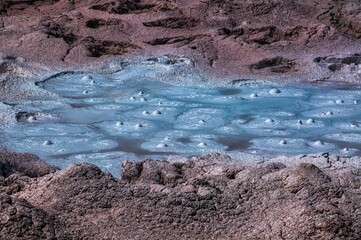 Beautiful view of the Hot Spring in Yellowstone in Montana
