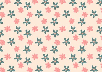 Fototapeta na wymiar Illustration of a seamless pattern of colorful flowers isolated on a bright background