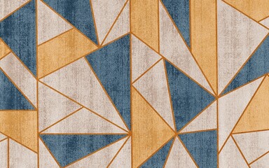 Illustration of colorful geometric shapes isolated on a carpet-textured background