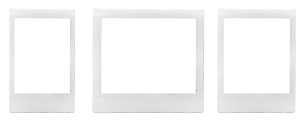 set of three vintage Polaroid / instant photo frames in different formats / isolated graphic design elements