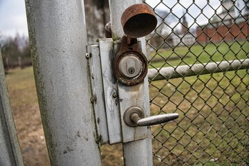 Closeup shot of an old lock on the fence in Kristianstad, Sweden