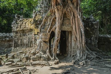Naklejka premium Beautiful shot of the Angkor Wat Temple in Siem Reap, Cambodia