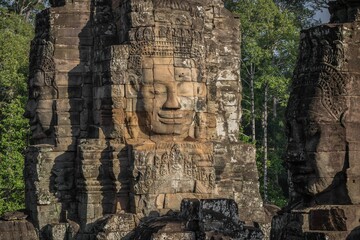 Fototapeta na wymiar Beautiful shot of the Bayon Temple at Angkor Wat temple complex in Cambodia