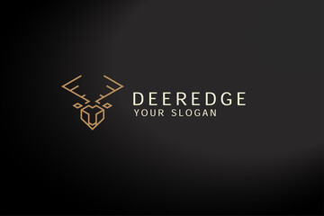 Deer edge  logo design stock vector black silhouette