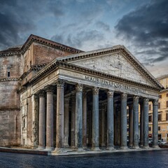 Dramatic shot of Pantheon in Rome, Italy