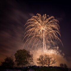 Beautiful shot of exploding colorful fireworks in a night sky over Heaton Park