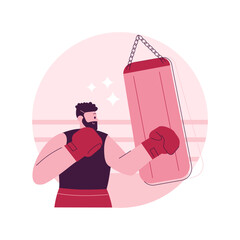 Boxing abstract concept vector illustration. Martial arts, combat sport, sportswear and protection, boxer glove, boxing ring, championship, professional fight club, punching bag abstract metaphor.