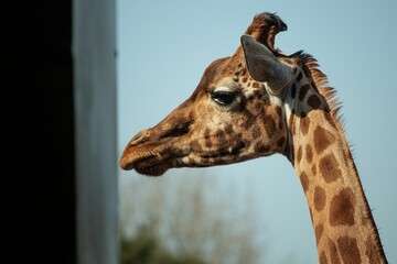 Closeup shot of a beautiful spotted brown giraffe